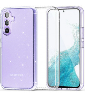 Skaidrus dėklas su blizgučiais Samsung Galaxy A54 5G telefonui "Tech-Protect Flexair Hybrid Glitter"