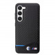 Juodas dėklas Samsung Galaxy S23 telefonui "BMW M PU Carbon Blue Line Case"