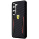 Juodas dėklas Samsung Galaxy S23 telefonui "Ferrari PU Carbon Hard Case"