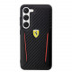 Juodas dėklas Samsung Galaxy S23 telefonui "Ferrari PU Carbon Hard Case"