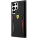 Juodas dėklas Samsung Galaxy S23 Ultra telefonui "Ferrari PU Carbon Hard Case"