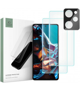Apsauginiai grūdinti stiklai + kameros apsauga Xiaomi Poco X5 Pro 5G telefonui "Tech-Protect Supreme Set"
