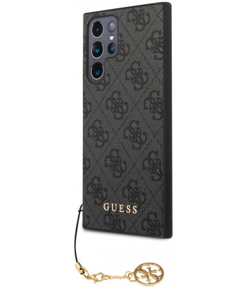 Pilkas dėklas Samsung Galaxy S23 Ultra telefonui "Guess 4G Charms Case"