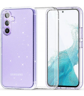 Skaidrus dėklas su blizgučiais Samsung Galaxy A34 5G telefonui "Tech-Protect Flexair Hybrid Glitter"
