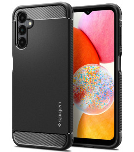 Matinis juodas dėklas Samsung Galaxy A14 4G / 5G telefonui "Spigen Rugged Armor"