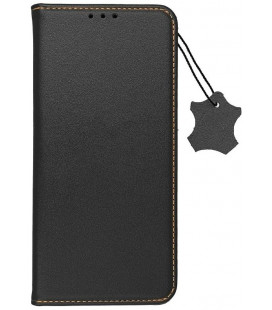 Juodas odinis atverčiamas dėklas Samsung Galaxy A13 4G telefonui "Leather case SMART PRO"