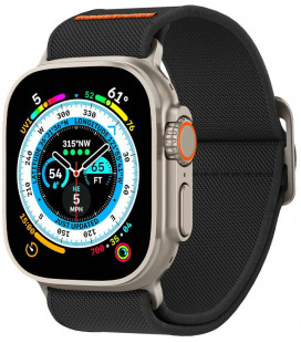 Juoda apyrankė Apple Watch 6 / 7 / 8 / 9 / 10 / SE / Ultra 1 / 2 ( 44 / 45 / 46 / 49 mm) laikrodžiui "Spigen Fit Lite Ultra"