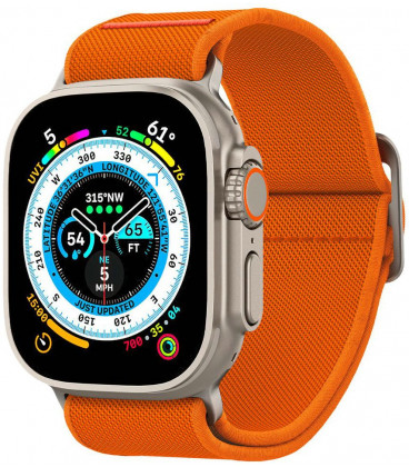 Oranžinė apyrankė Apple Watch 6 / 7 / 8 / 9 / 10 / SE / Ultra 1 / 2 ( 44 / 45 / 46 / 49 mm) laikrodžiui "Spigen Fit Lite Ultra"