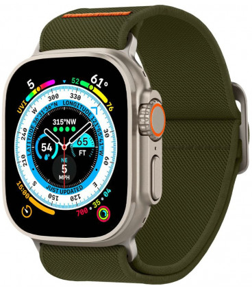 Khaki spalvos apyrankė Apple Watch 4 / 5 / 6 / 7 / 8 / 9 / SE / Ultra 1 / 2 (42 / 44 / 45 / 49 mm) laikrodžiui "Spigen Fit Lite 