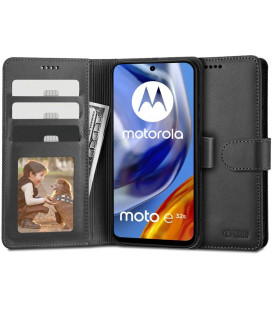 Juodas atverčiamas dėklas Motorola Moto G22 / E32 / E32s telefonui "Tech-protect Wallet"