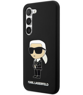 Juodas dėklas Samsung Galaxy S23 telefonui "Karl Lagerfeld Liquid Silicone Ikonik NFT Case"