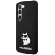 Juodas dėklas Samsung Galaxy S23 telefonui "Karl Lagerfeld Liquid Silicone Choupette NFT Case"