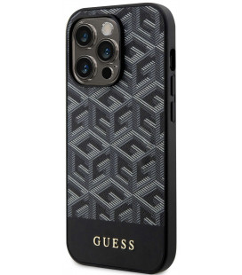 Juodas dėklas Apple iPhone 14 Pro Max telefonui "Guess PU G Cube MagSafe Compatible Case"