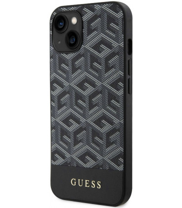 Juodas dėklas Apple iPhone 13 telefonui "Guess PU G Cube MagSafe Compatible Case"