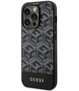 Juodas dėklas Apple iPhone 13 Pro Max telefonui "Guess PU G Cube MagSafe Compatible Case"