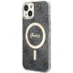 Juodas dėklas Apple iPhone 14 telefonui "Guess 4G IML MagSafe Compatible Case"