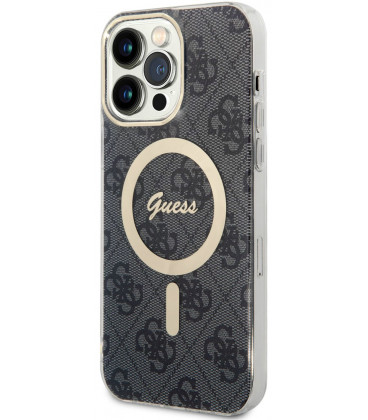 Juodas dėklas Apple iPhone 14 Pro Max telefonui "Guess 4G IML MagSafe Compatible Case"