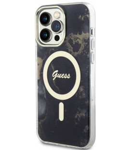 Juodas dėklas Apple iPhone 14 Pro Max telefonui "Guess Marble IML MagSafe Compatible Case"