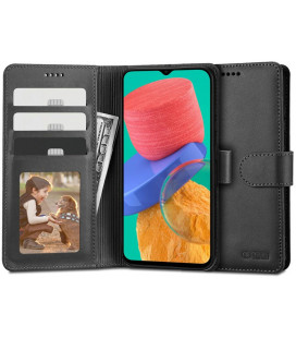 Juodas atverčiamas dėklas Samsung Galaxy M33 5G telefonui "Tech-protect Wallet"