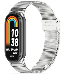 Sidabrinės spalvos apyrankė Xiaomi Smart Band 8 / 9 / 10 / 11 / NFC laikrodžiui "Tech-Protect Milaneseband"