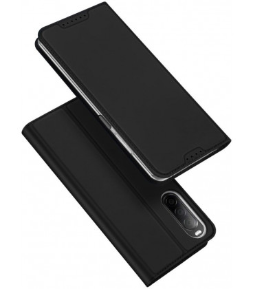 Juodas atverčiamas dėklas Sony Xperia 10 V telefonui "Dux Ducis Skin Pro"