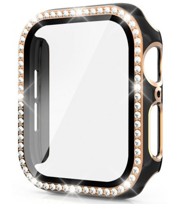 Juodas dėklas su blizgučiais Apple Watch 45 mm laikrodžiui