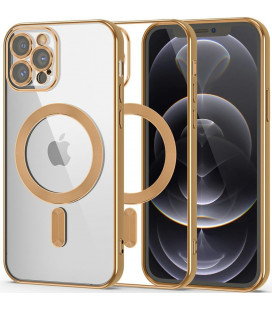 Auksinės spalvos / skaidrus dėklas Apple iPhone 12 Pro telefonui "Tech-Protect Magshine Magsafe"