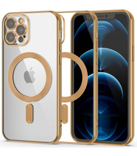 Auksinės spalvos / skaidrus dėklas Apple iPhone 12 Pro Max telefonui "Tech-Protect Magshine Magsafe"