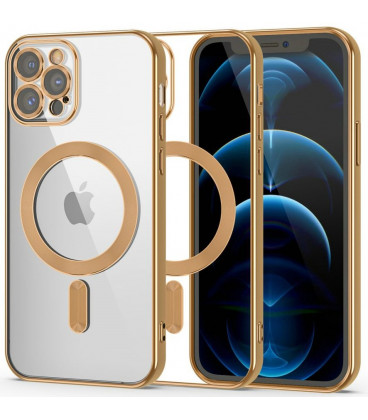 Auksinės spalvos / skaidrus dėklas Apple iPhone 12 Pro Max telefonui "Tech-Protect Magshine Magsafe"