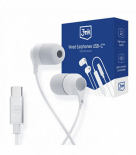 Baltos ausinės "3mk Wired Earphones USB-C"