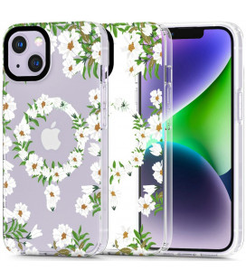 Dėklas su gėlėmis Apple iPhone 14 telefonui "Tech-Protect MAGMood Magsafe White Daisy"