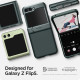 Žalias dėklas Samsung Galaxy Z Flip 5 telefonui "Spigen Tough Armor Pro"