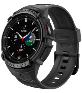 Matinis juodas dėklas - apyrankė Samsung Galaxy Watch 6 Classic (43mm) laikrodžiui "Spigen Rugged Armor PRO"