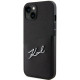 Juodas dėklas Apple iPhone 14 telefonui "Karl Lagerfeld Saffiano Card Slot Metal Signature Case"