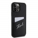Juodas dėklas Apple iPhone 14 Pro Max telefonui "Karl Lagerfeld Saffiano Card Slot Metal Signature Case"