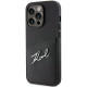 Juodas dėklas Apple iPhone 14 Pro telefonui "Karl Lagerfeld Saffiano Card Slot Metal Signature Case"