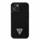 Juodas dėklas Apple iPhone 14 telefonui "Guess Rhinestones Triangle Metal Logo Case"
