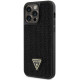 Juodas dėklas Apple iPhone 14 Pro Max telefonui "Guess Rhinestones Triangle Metal Logo Case"