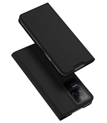 Juodas atverčiamas dėklas Xiaomi Poco F4 5G telefonui "Dux Ducis Skin Pro"
