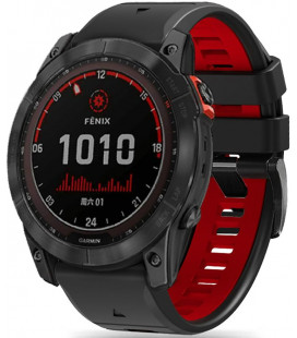 Juoda / raudona apyrankė Garmin Fenix 5X / 3HR / 5X Plus / 6X / 6X Pro / 7X / 8 / 8 Pro (51 mm) "Tech-Protect Iconband Pro"