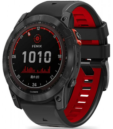 Juoda / raudona apyrankė Garmin Fenix 5X / 5X Plus / 6X / 6X Pro / 7X / 8 / 8 Pro / 9 / 9 Pro (51 mm) "Tech-Protect Iconband Pro