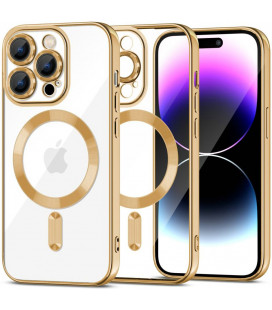 Auksinės spalvos / skaidrus dėklas Apple iPhone 15 Pro telefonui "Tech-Protect Magshine Magsafe"