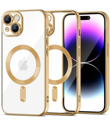 Auksinės spalvos / skaidrus dėklas Apple iPhone 15 Plus telefonui "Tech-Protect Magshine Magsafe"