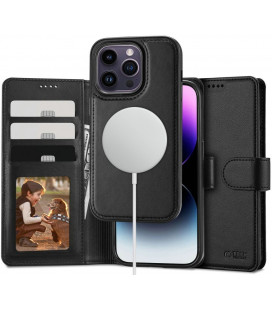 Juodas atverčiamas dėklas Apple Iphone 15 Pro Max telefonui "Tech-Protect Wallet Magsafe"
