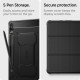 Juodas atverčiamas dėklas Samsung Galaxy Tab S9 Plus 12.4 X810 / X816B planšetei "Spigen Rugged Armor PRO"