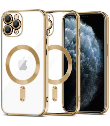 Auksinės spalvos / skaidrus dėklas Apple iPhone 11 Pro telefonui "Tech-Protect Magshine Magsafe"