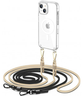 Skaidrus dėklas su dirželiu Apple iPhone 15 telefonui "Tech-Protect Flexair Chain Magsafe"