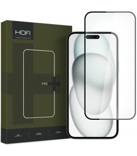 Juodas apsauginis grūdintas stiklas Apple iPhone 15 telefonui "HOFI Glass Pro+"
