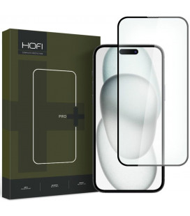 Juodas apsauginis grūdintas stiklas Apple iPhone 15 Plus telefonui "HOFI Glass Pro+"