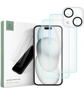 Apsauginiai grūdinti stiklai + kameros apsauga Apple iPhone 15 Plus telefonui "Tech-Protect Supreme Set"